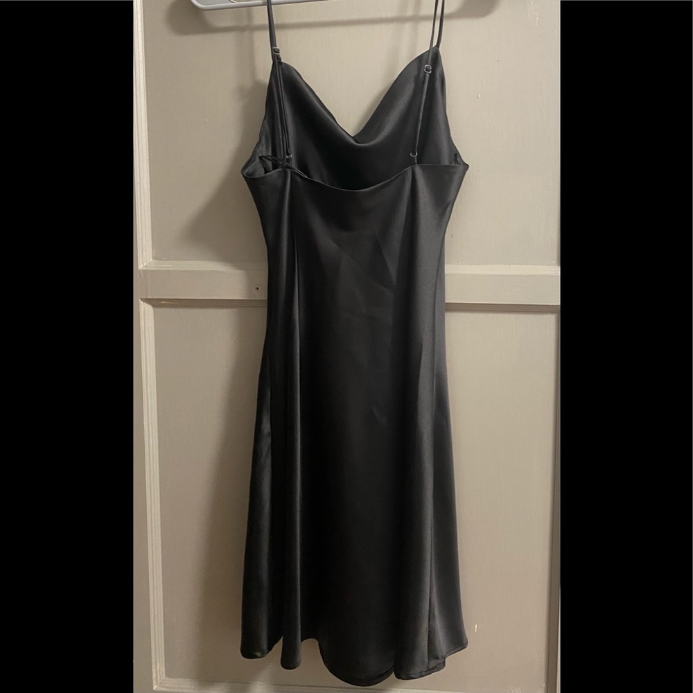 Cotton Candy LA black satin dress. Small slit
